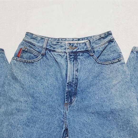 VINTAGE 1980s Bongo Light Stone Wash High Waisted Slim Tapered Skinny Leg Jeans - Picture 7 of 16